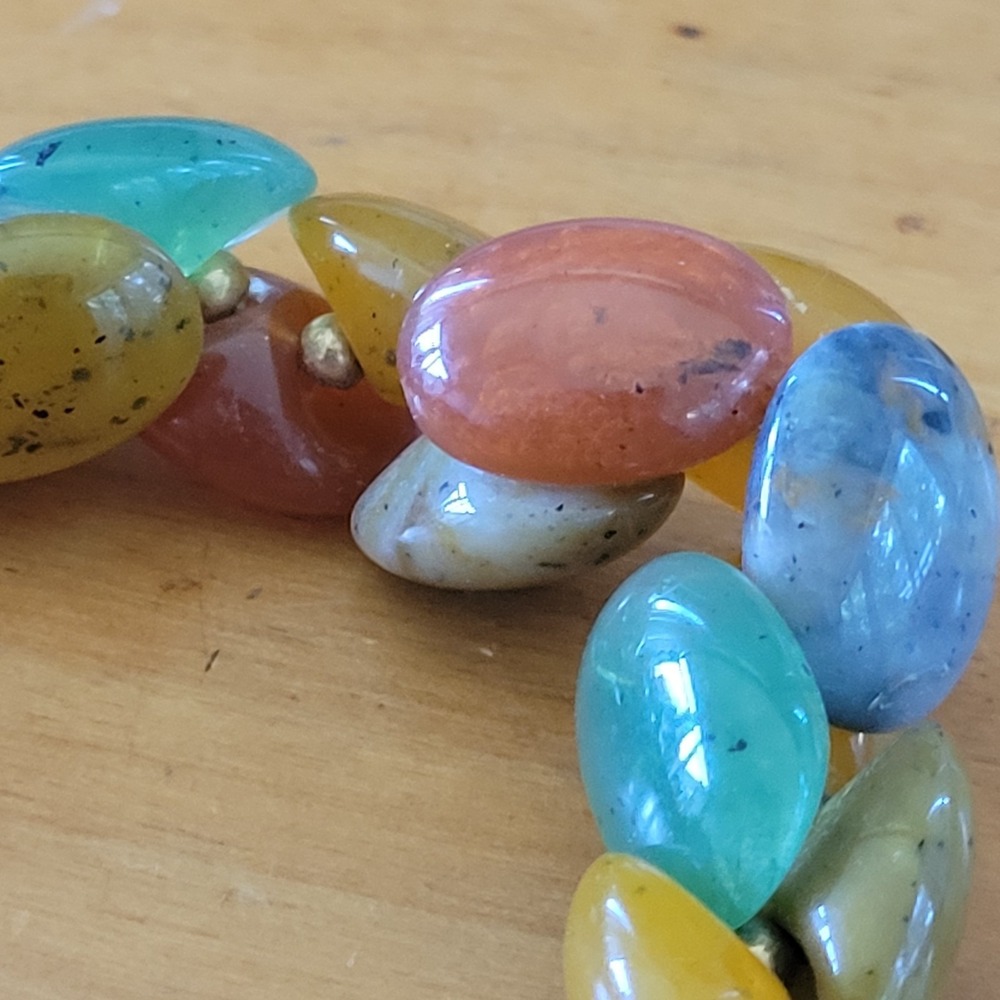 Vintage Multicolor Art Glass Bead Necklace Double Strand 17 Inch